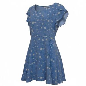 Copper Key Floral Blue Dress with White and Yellow Daisies Women’s Size M